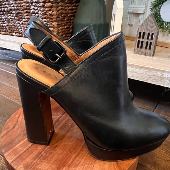 COACH Carmine Closed Toe Black Leather Platform Heels - Picture 2 of 10